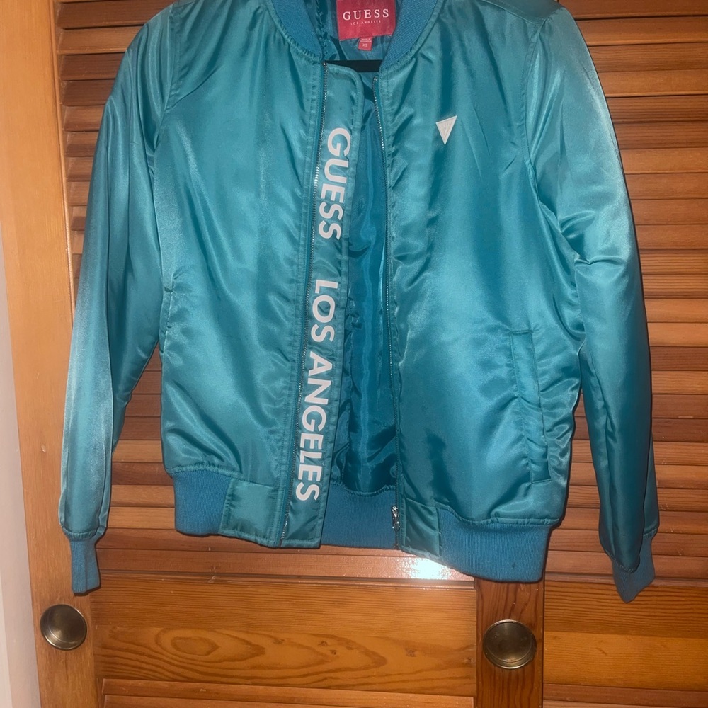 Teal Bomber Jacket with Logo